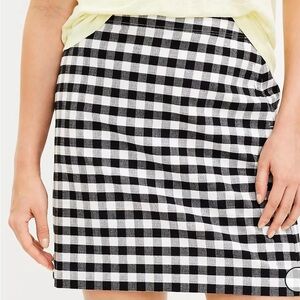 LOFT Black and White Mini Pencil Skirt